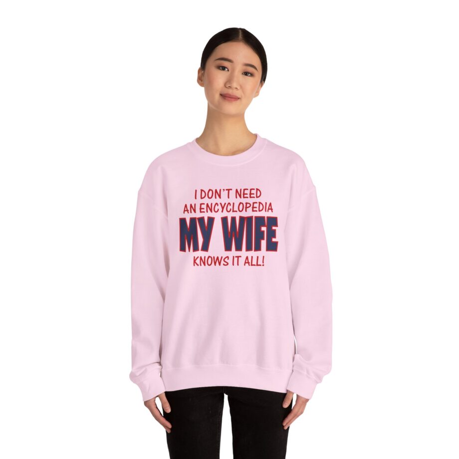 Slushy Noobz I Don’t Need an Encyclopedia My Wife Knows It All Unisex Heavy Blend Crewneck Sweatshirt