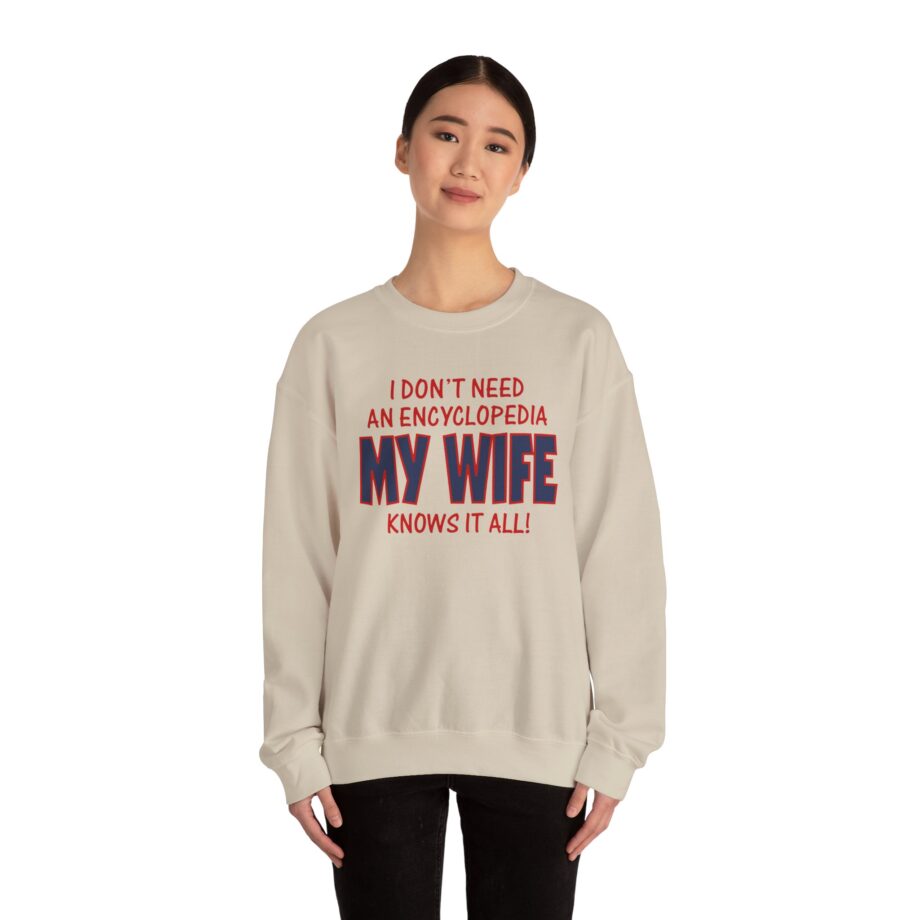 Slushy Noobz I Don’t Need an Encyclopedia My Wife Knows It All Unisex Heavy Blend Crewneck Sweatshirt