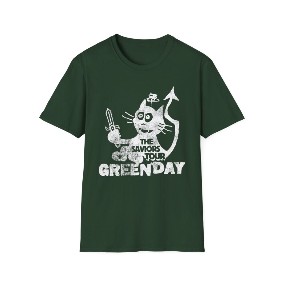 Green Day Cat and Sword Unisex Softstyle T-shirt