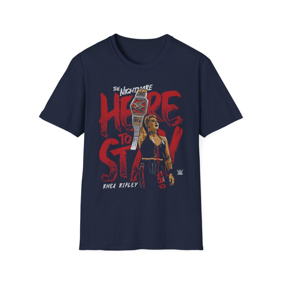 Rhea Ripley Here to Stay WHT Unisex Softstyle T-Shirt