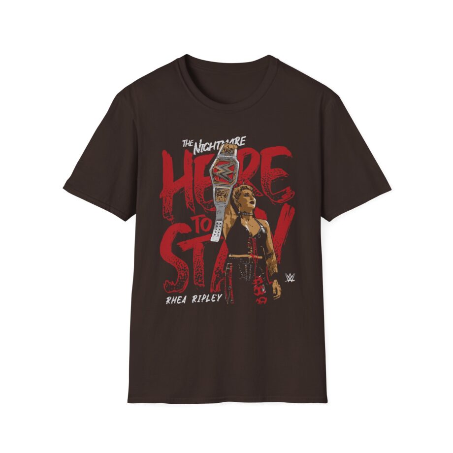 Rhea Ripley Here to Stay WHT Unisex Softstyle T-Shirt