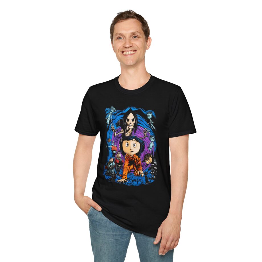 Coraline Spiral Tunnel Character Unisex Softstyle T-shirt